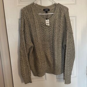 Express women Textured Knit Sweater in gold